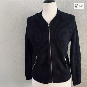 ANTHROPOLOGIE MOTH textured black zipper jacket M